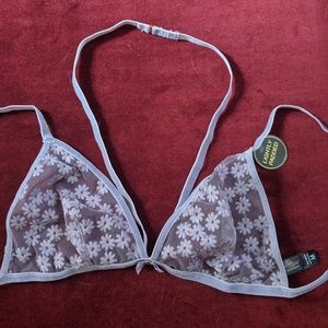 Sheer mesh bralette with floral pattern